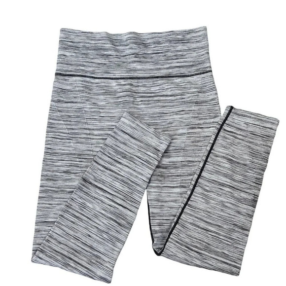One 5 One Size L/XL Gray Black Leggings High Waist Stretch Pants Contrast Stitch - Picture 10 of 10